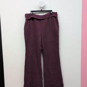 Victoria Secret Women's High Waist Foldover Flare Sweatpants Size XL Wild Rose